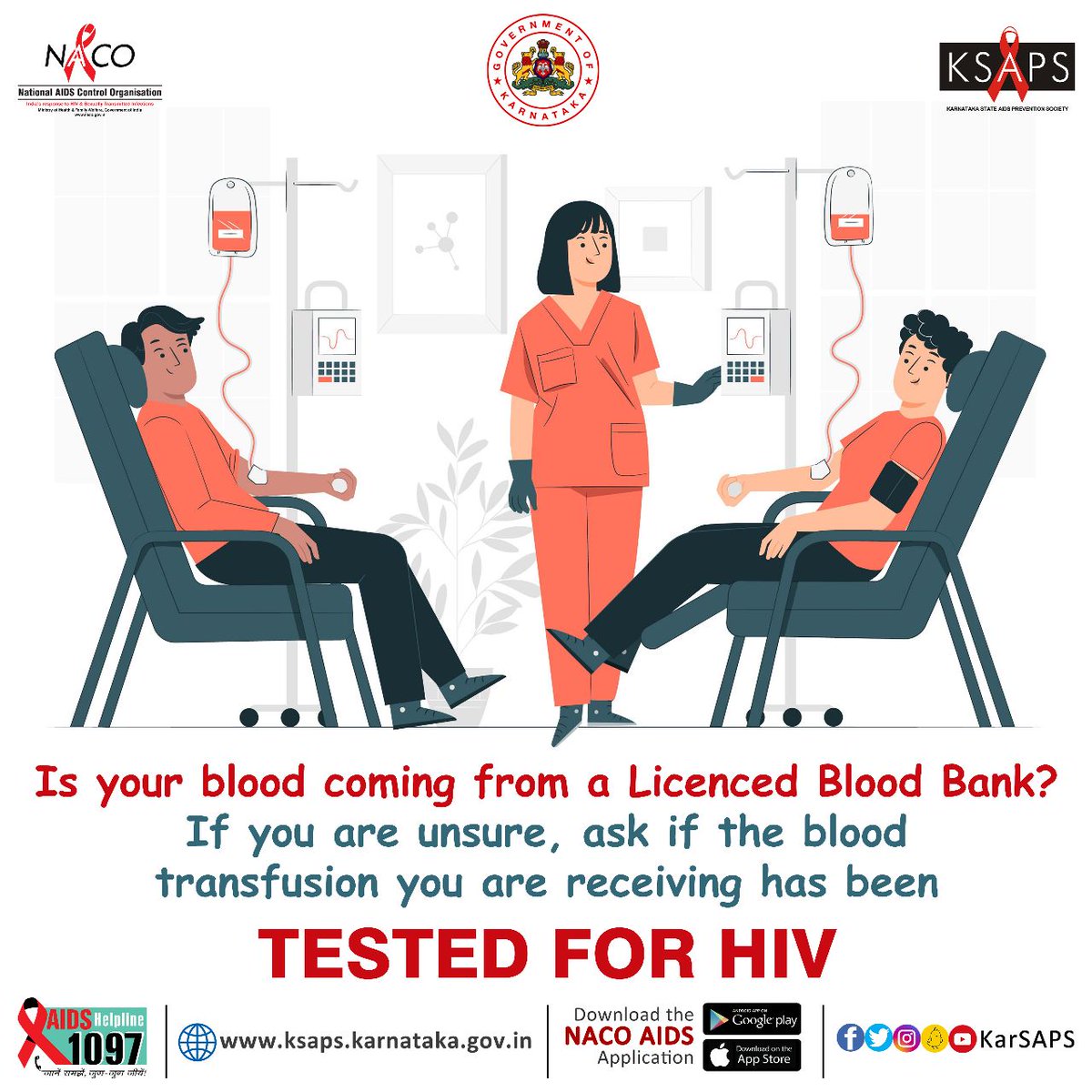 KarSAPS's tweet photo. Ensure that, the blood transfusion you are receiving is from a licensed blood bank and is checked for HIV.
#StaySafe #SafeTransfusion #EndHIVby2030 https://t.co/ckVHqcpRJN