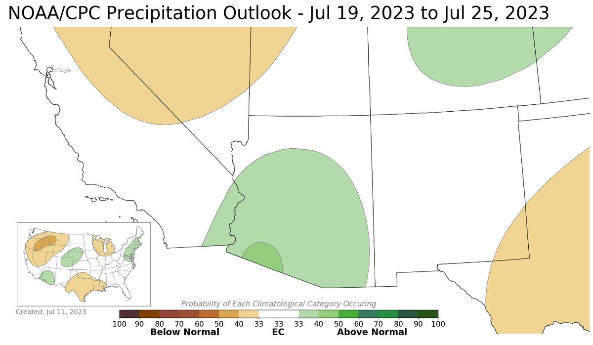 NWS Phoenix (@nwsphoenix) on Twitter photo There are signs that the monsoon, which is has been off to a very slow start so far, may come to life during the next 1-2 weeks as outlined by the latest <a href="/NWSCPC/">NWS Climate Prediction Center</a> outlook, which shows a slight tilt towards above normal precipitation for most of Arizona. Fingers crossed🤞! #azwx There are signs that the monsoon, which is has been off to a very slow start so far, may come to life during the next 1-2 weeks as outlined by the latest <a href="/NWSCPC/">NWS Climate Prediction Center</a> outlook, which shows a slight tilt towards above normal precipitation for most of Arizona. Fingers crossed🤞! #azwx