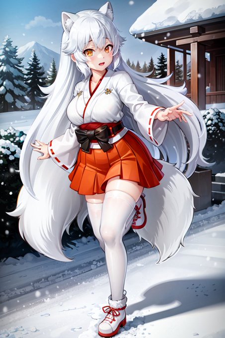 AI描きプログラムでホッキョクギツネの巫女姿を作ってみました🦊⛩️

#けものフレンズ 
#AIイラスト #AIart 