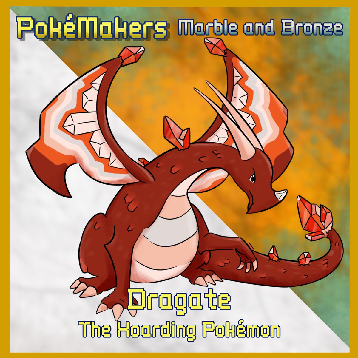PokeMakers's tweet image. Trainers, meet Dragate, the Hoarding Pokémon!

Two Dragate can never share the same habitat, as they would fight too ferociously over stealing each other&apos;s gems. They can get on very well with trainers who let them maintain their collections, however.

#Fakemon #RenciaDex
