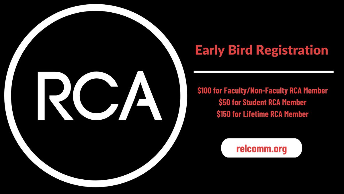 RCA PRECONFERENCE EARLY BIRD REGISTRATION: From August 1st to October 15th, we are offering reduced prices. The registration fee includes a year membership, 3 issues of our premier journal (JCR), and attendance at the RCA one-day conference in Washington D.C. #RCA2023 #earlybird