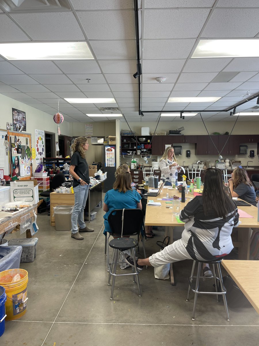 Mrs. Bunger and Mrs. Heffley sharing their expertise with printmaking and ceramics.   #nisdengage