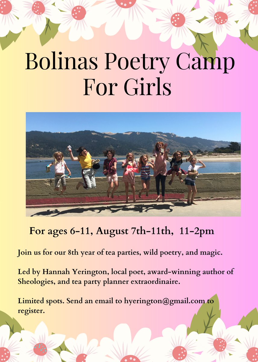 Tessathon's tweet photo. Bay Area Folks with young girls — I want to let you know about this camp run by my friend @hannahyerington! I’m not sure if Emeline and I will be there, but if you’re looking for a getaway with a writing break for you and a great project for your kid — this looks so great, no? https://t.co/UnZcRdEARy
