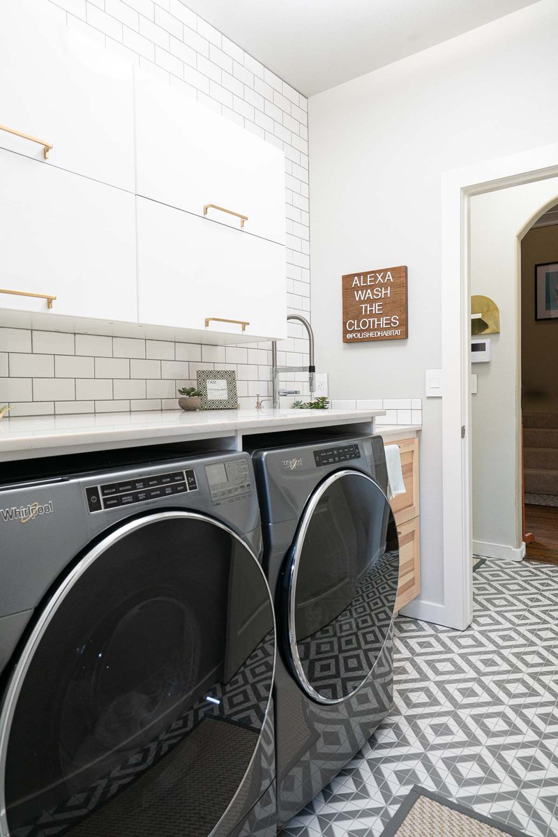 A5: A useful addition to a laundry room is storage space. Installing cabinets with your preferred hardware not only helps organize laundry items but also enhances the room's appearance. #kbtribechat
@polishedhabitat