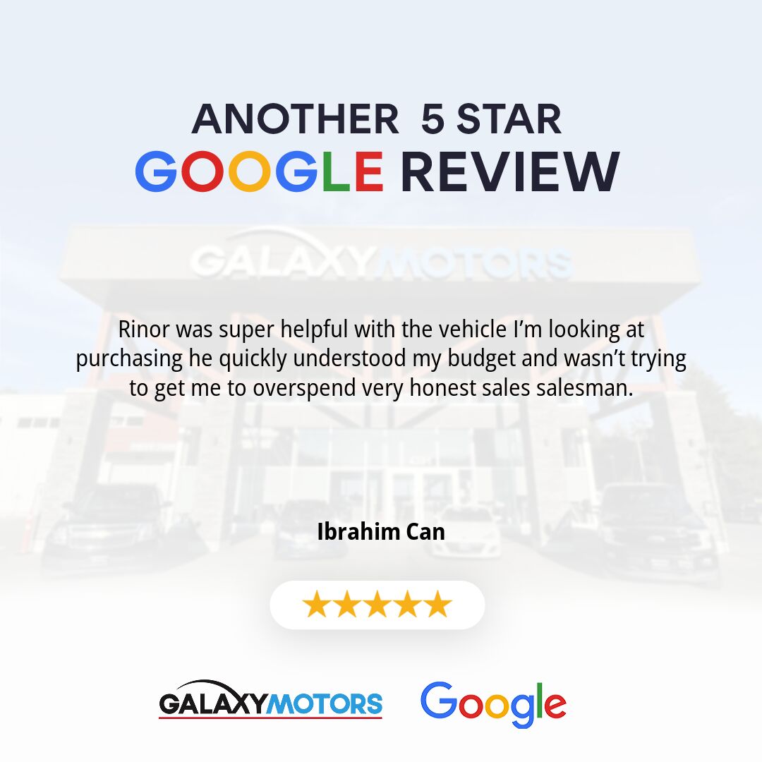 Another 5 Star Google Review! Thank you for working with us Ibrahim Can.
#5StarGoogleReview #GalaxyMotors