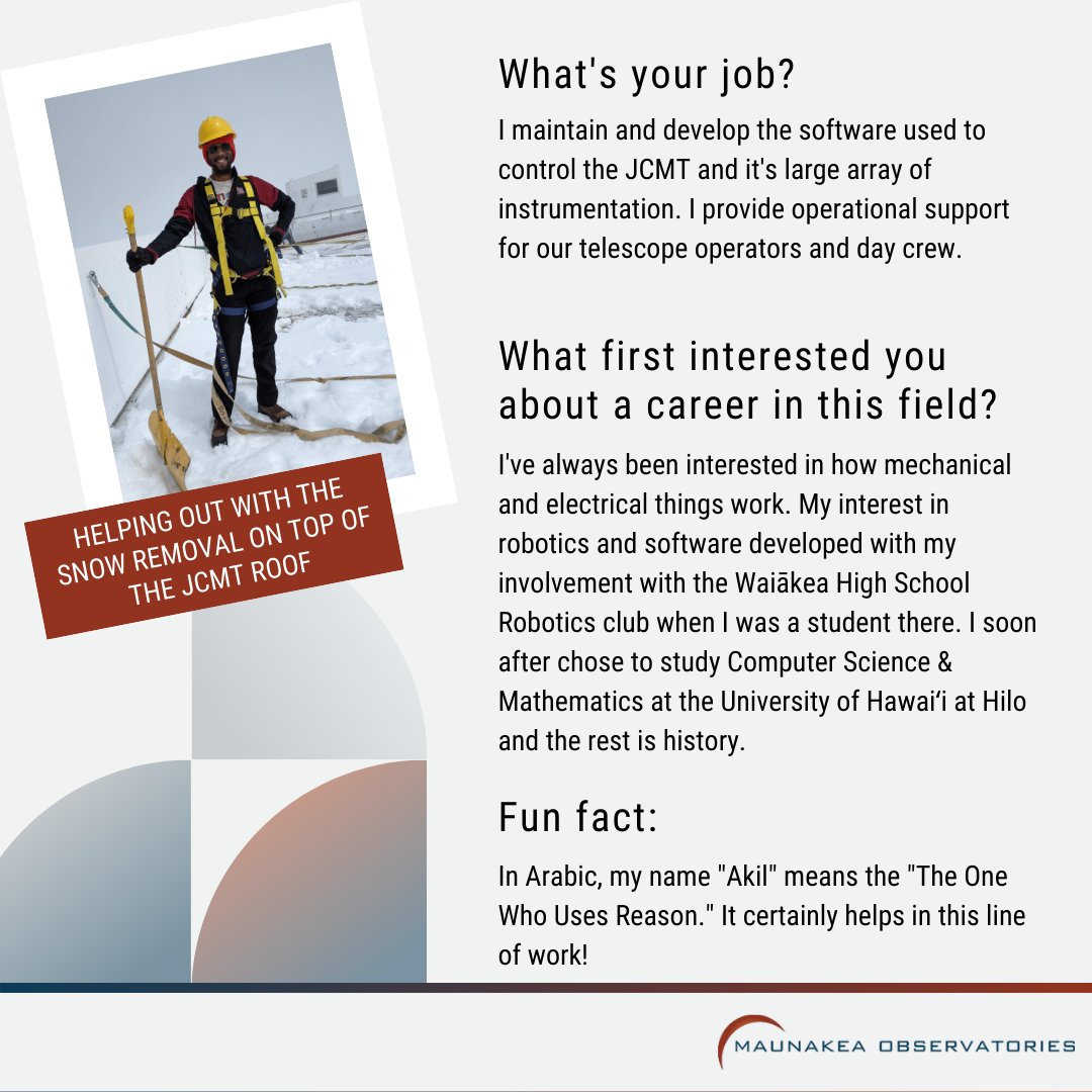 Introducing the <a href="/eao_jcmt/">EAO</a> James Clerk Maxwell Telescope's Software Engineer Akil Marshall!
#EAO #JCMT #maunakeaobservatories #astronomyhawaii