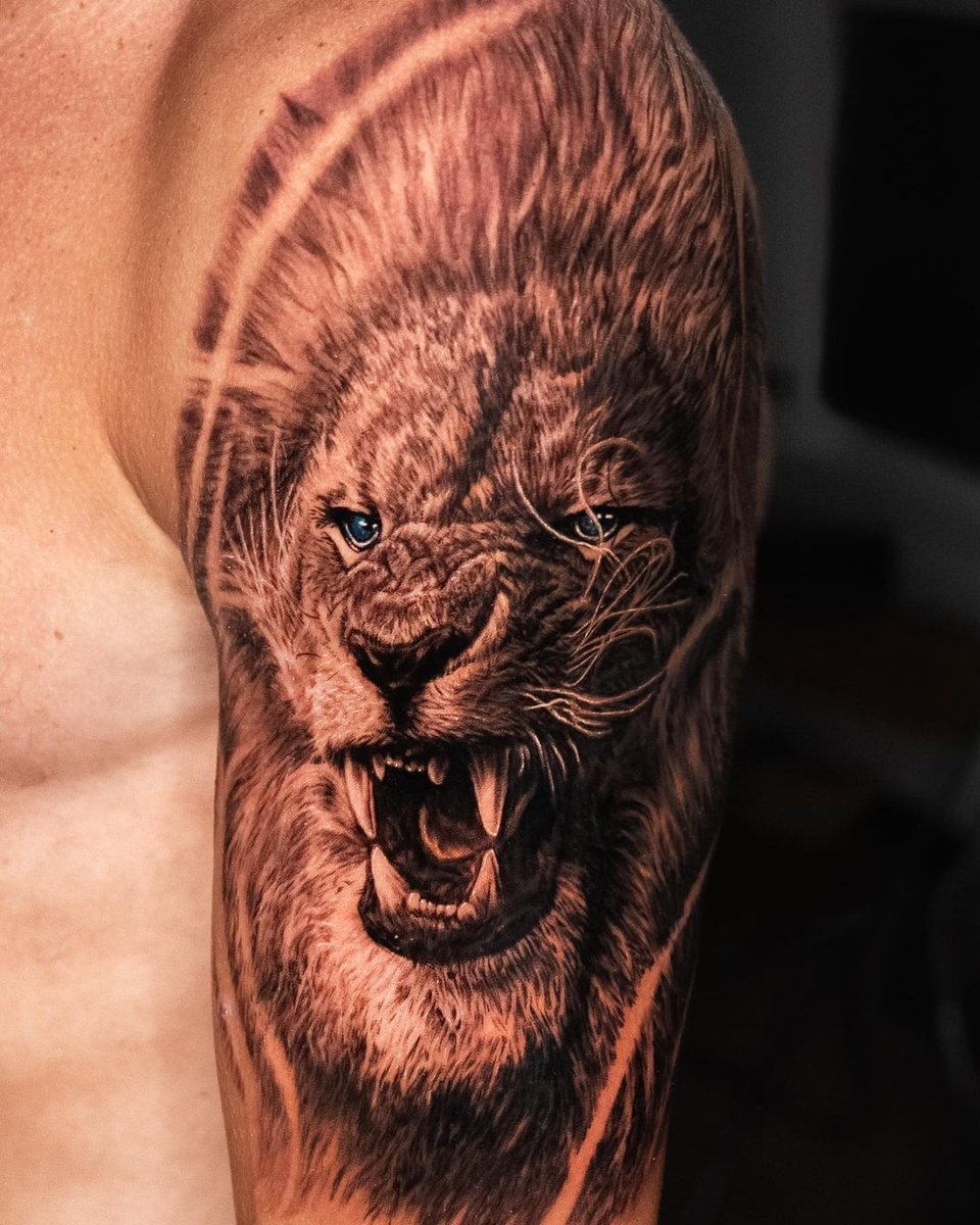 #liontattoo #animaltattoo #bngtattoo #blackandgreytattoo #realismtattoo #sleevetattoo #naturetattoo #tigertattoo #blackwork #tattoodesign #koreantattooartist #beasttattoo #upperarmtattoo