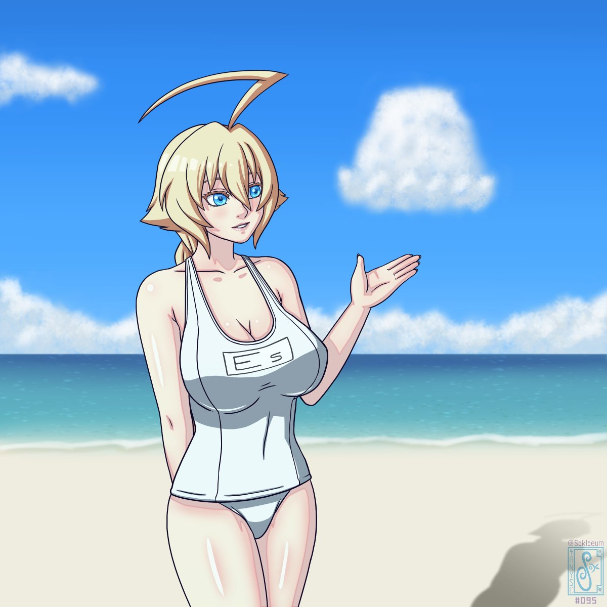 sokloeum's tweet photo. Here's Es from BlazBlue. Unfortunately, her only official swimsuit is a one-piece.
Since it looks like there won't be a 5th ANYSC, I decided to have fun with the pics.
If you like her, please vote.
Celine from Epic Seven is next.
#4thANYSC #Es #BlazBlue #ブレイブルー https://t.co/d7D007X4ry