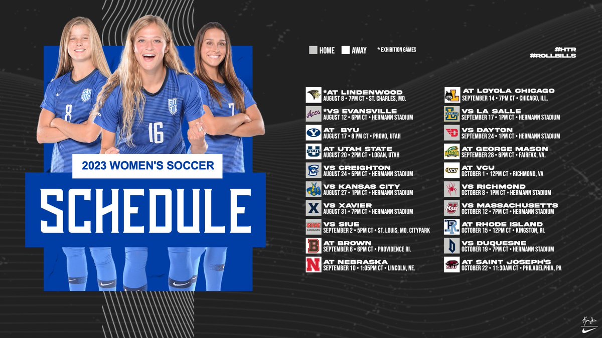 Katie Shields has announced the Billikens' 2023 schedule. Eight games are scheduled for the home pitch. You also can catch the Billikens in action Sept. 2 at CITYPARK, home of St. Louis City SC of Major League Soccer, as SLU takes on SIUE.

#RollBills #HTR
