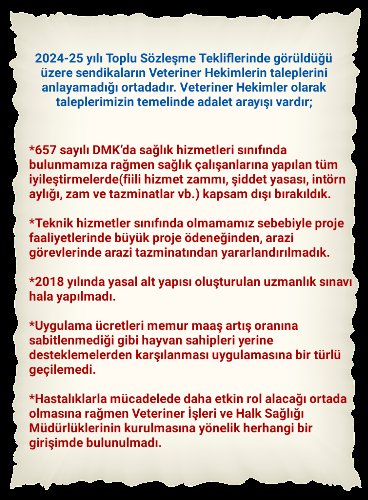 #SendikaVetHekimiUnutma
<a href="/MemurSenKonf/">Memur-Sen</a>
<a href="/TocBirSenGM/">TOÇ BİR-SEN</a> <a href="/TocBirSenUrfa/">Toç Bir-Sen Şanlıurfa</a> <a href="/TocBirSenGM/">TOÇ BİR-SEN</a> <a href="/TCTarim/">T.C. Tarım ve Orman Bakanlığı</a> <a href="/ibrahimyumakli/">İbrahim Yumaklı</a> @vedatisikhan47 <a href="/memetsimsek/">Mehmet Simsek</a> <a href="/RTErdogan/">Recep Tayyip Erdoğan</a> <a href="/TCTarim/">T.C. Tarım ve Orman Bakanlığı</a>
<a href="/KamuVetHekimler/">Kamu Veteriner Hekimleri Platformu</a> <a href="/ttosgm/">TÜRK TARIM ORMAN SEN</a>
<a href="/_aliyalcin_/">Ali YALÇIN</a>