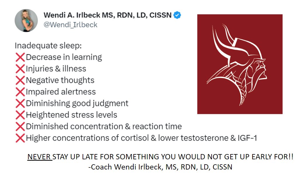 I am looking forward to another presentation with a high school that is taking their program to the next level with our signature sports nutrition 101!! 

You better believe I will be addressing SLEEP as our first priority!  Sleep is king and nutrition is queen! See you August