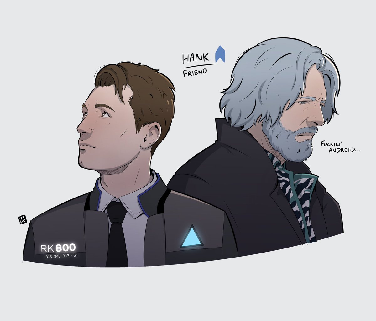 Lil doodle of Hank and Connor.

Hank hating on Connor and then his friendship going up is a mood lmao

#DBH #dbhconnor #dbhhank #DetroitBecomeHuman #fanart #dbhfanart #digitalart