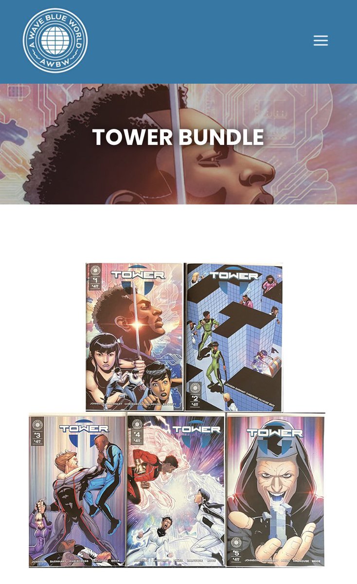 CamrusJ's tweet photo. Aye!!! The set of all 5 issues of my comic book TOWER are officially live on the @AWaveBlueWorld website for easy purchase!! 🥳🥳🥳🥳🥹

https://t.co/SsScjK9sm2 https://t.co/Y19N9Y4P02