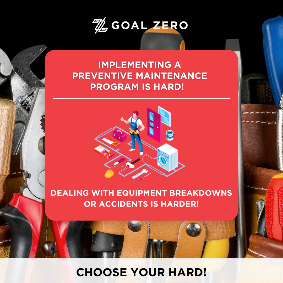 Implementing a Preventive maintenance program is hard! Dealing with equipment breakdowns or accidents is harder!  

CHOOSE YOUR HARD!

#Maintenance #ChooseYourHard #WorkplaceSafety #NFPA #GoalZero