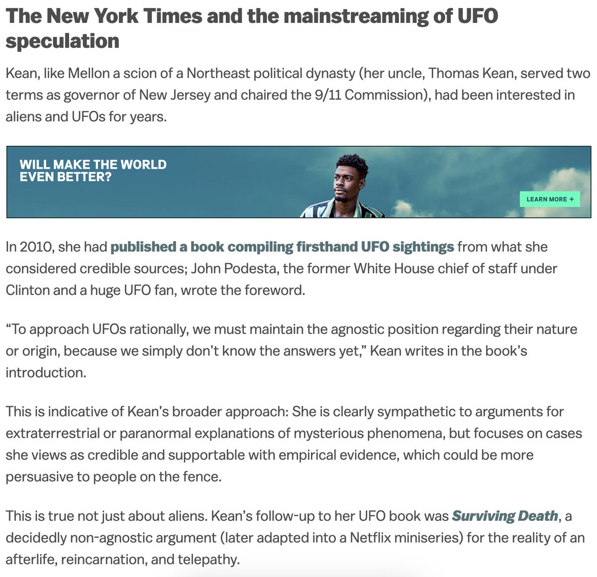 Max_Fisher's tweet image. Guys I'm so sorry but the UFOs aren't real. The propagators of this story are known cranks who claim they can communicate with the dead plus some weirdo hucksters. There are no aliens.
