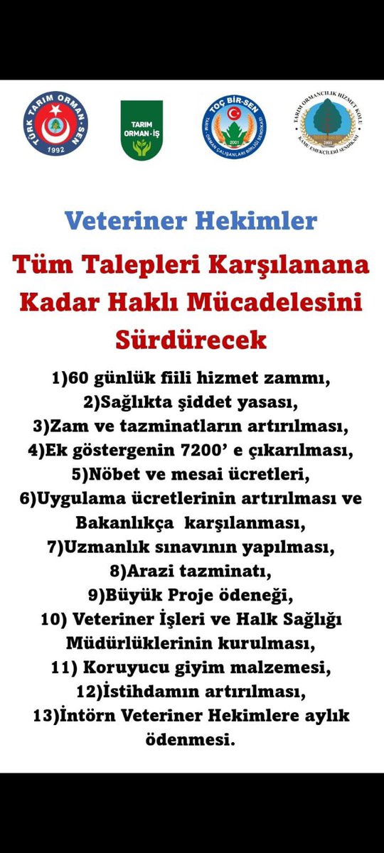 #VeterinerHekimlerHaklarınıİstiyor
Hakkımızı alacağız! 
<a href="/RTErdogan/">Recep Tayyip Erdoğan</a> <a href="/tcbestepe/">T.C. Cumhurbaşkanlığı</a> <a href="/_cevdetyilmaz/">Cevdet Yılmaz</a> <a href="/ibrahimyumakli/">İbrahim Yumaklı</a> <a href="/bekirgizligider/">Ebubekir GİZLİGİDER</a> 
<a href="/DrVeyselTiryaki/">Dr. Veysel Tiryaki</a> <a href="/ahmtbgc/">Dr. Ahmet Bağcı</a>