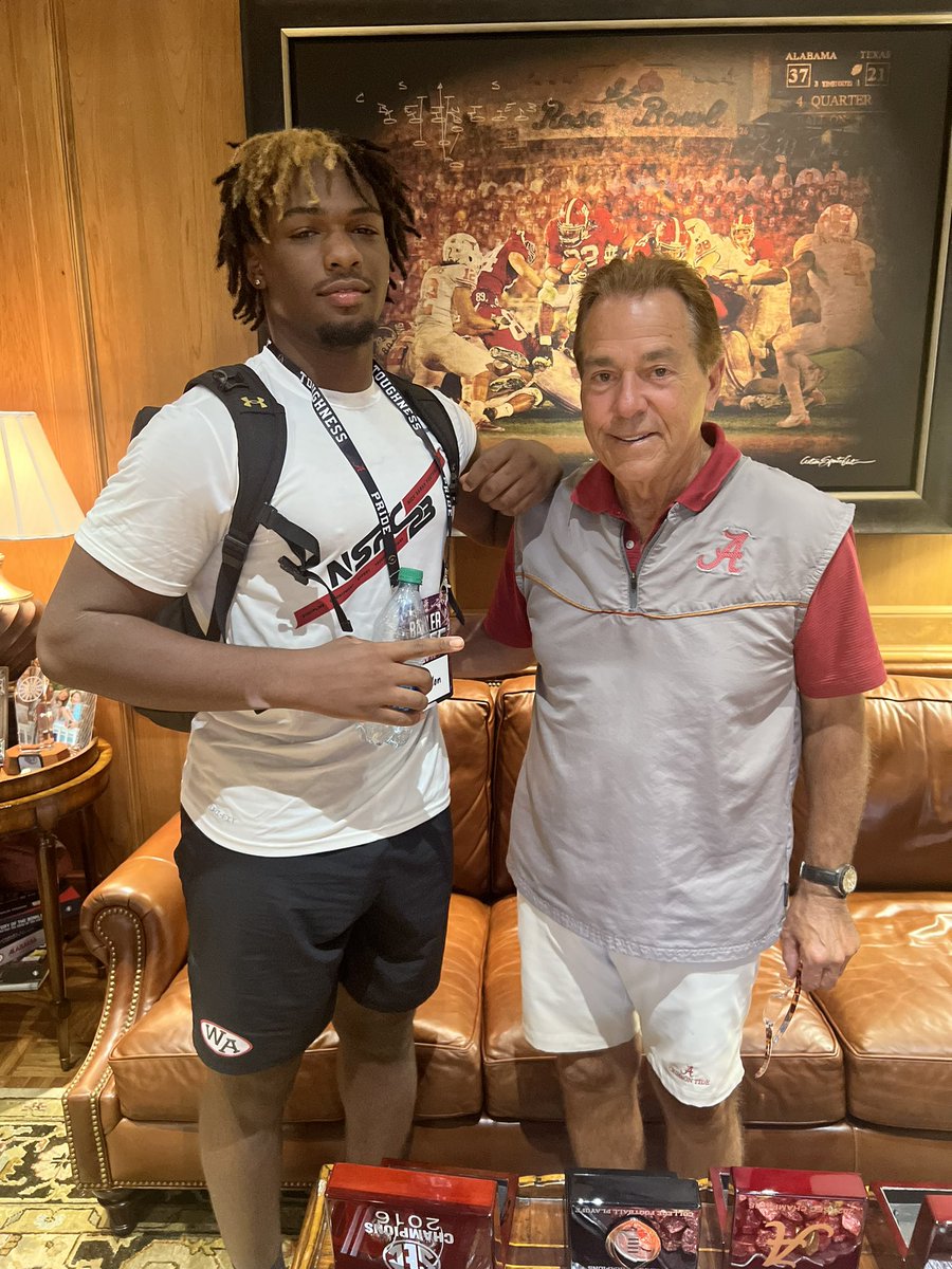 Had a good camp and another great visit <a href="/AlabamaFTBL/">Alabama Football</a>. Thank you Coach Saban, <a href="/BAMACoachG/">Robert Gillespie</a>, and <a href="/BobWeltonBamaFB/">Bob Welton</a> for the great hospitality #RollTide #RTR