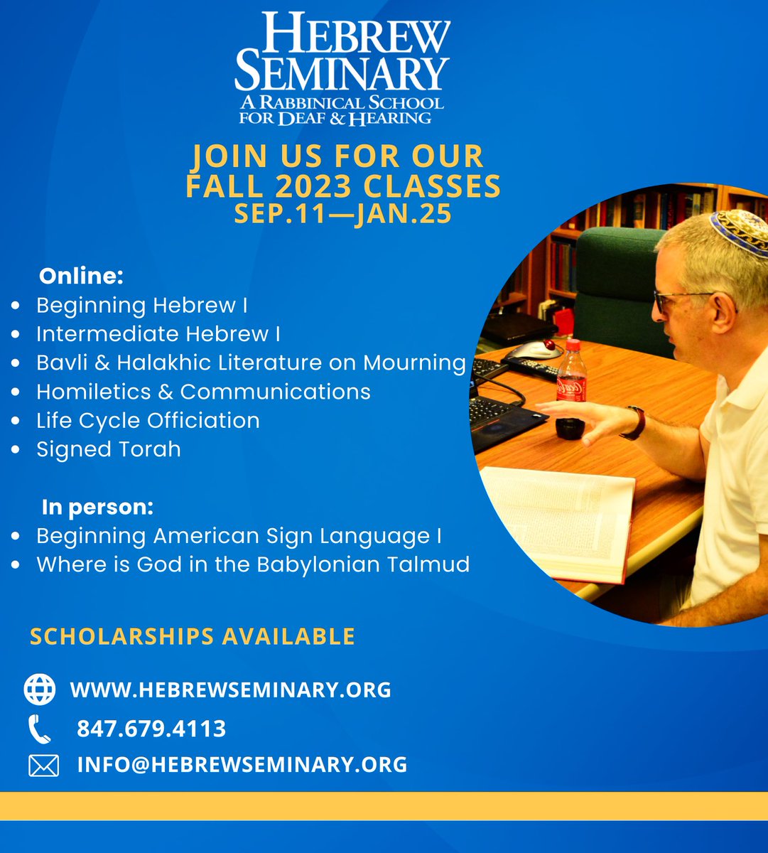SeminaryHebrew's tweet photo. 🌟 Enroll or Audit this Fall Semester at our Rabbinic School! 📚 Embrace the season of learning as we explore ancient texts, develop leadership skills, and delve into Jewish studies. #RabbinicSchool #FallSemester #JewishStudies #Learning #Leadership #Community 🍁🍂📚 https://t.co/XIxbQtnBaK