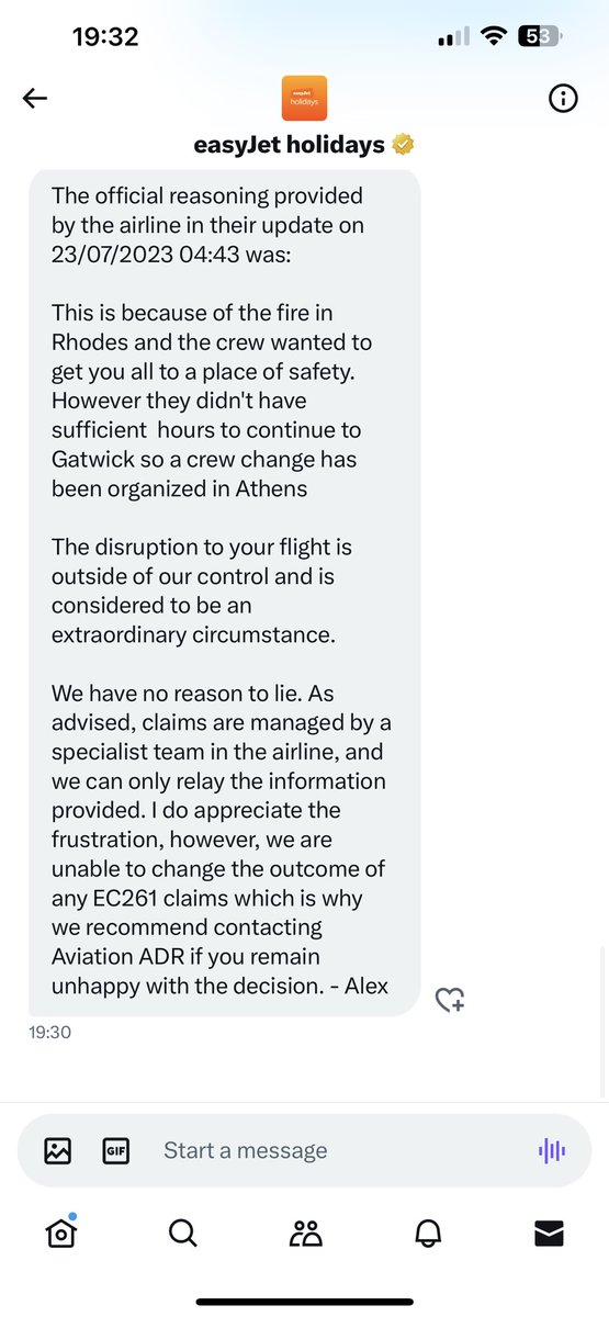 ABAKER2692's tweet photo. Getting fobbed off by @easyJet @easyJetholidays https://t.co/e20XVvrCt0