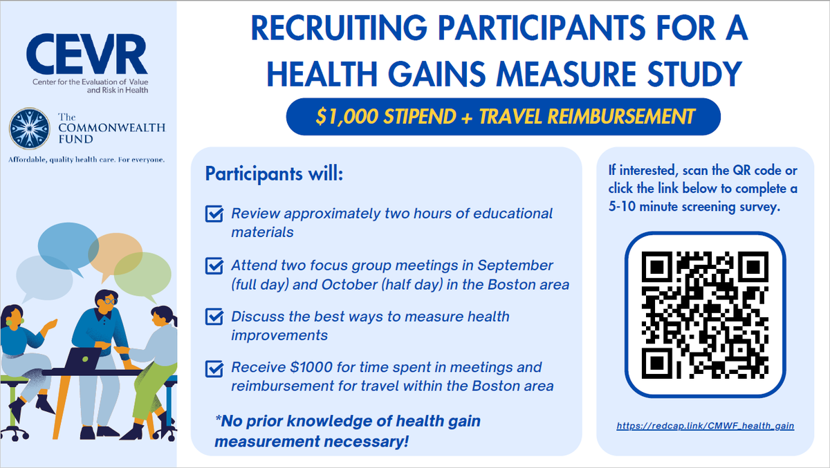 TuftsCEVR's tweet photo. 🚨 Calling all participants! Researchers at Tufts Medical Center are conducting an exciting research study and need your valuable input! If interested, click here to complete a short survey: https://t.co/2z4UBmUAo3 https://t.co/SSBI8GYQLr