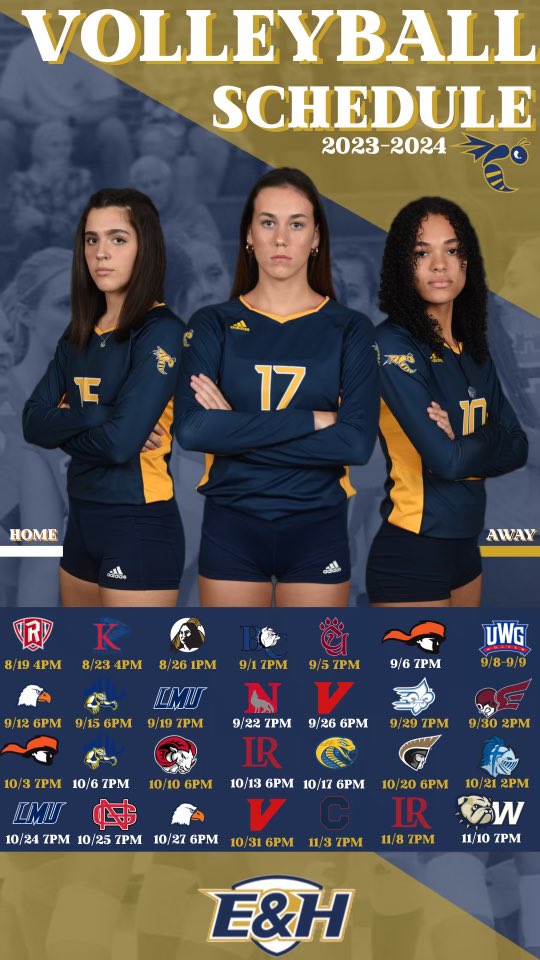 2023 Emory &amp; Henry Volleyball Schedule💙💛
