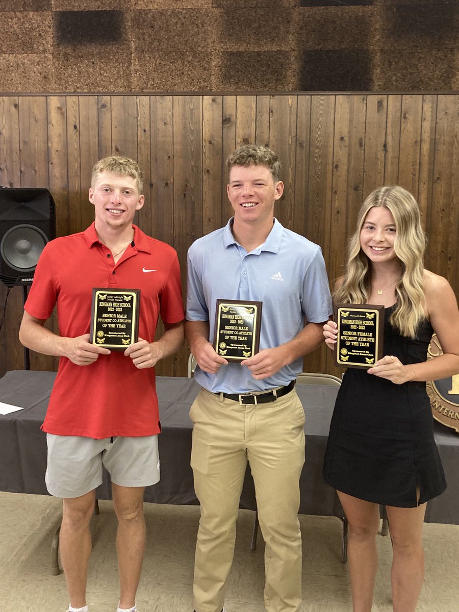 2023 Kingman Athletes of the Year.  Female Athlete if the year is Marissa Deweese. 
Male Co-Athlete of the year is Nolan Freund and Avrey Albright.  Congratulations!!