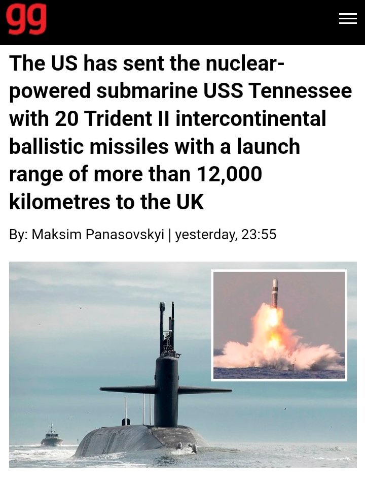 'US Strategic Command is committed to maintaining StrategicDeterrence across the spectrum of competition & conflict'

⚫8 of the 14 Ohio-class subs in #WPacific,  the remainings in #Atlantic
⚫Each of them can carry 100+ N warheads (3-8 for each MSLs). Trident II (D5) >12,000 Km