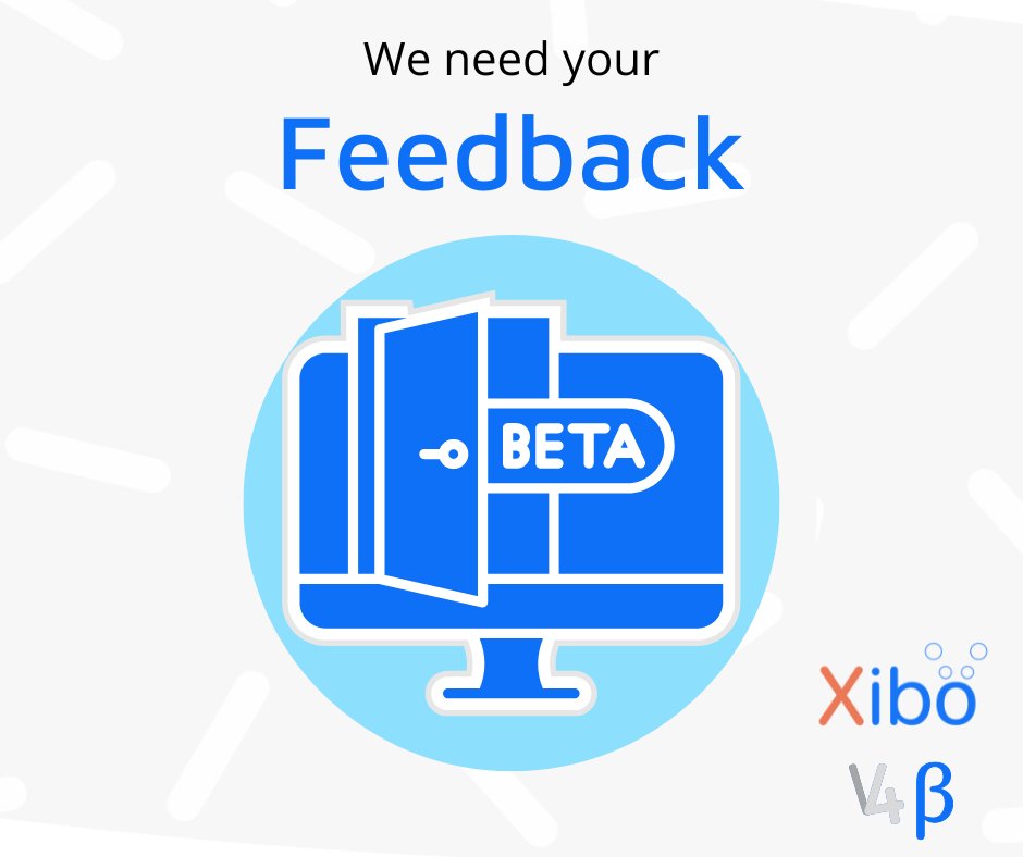 xibosignage's tweet photo. It's feedback time! Our 𝗕𝗘𝗧𝗔 version of #Xibov4 is now available as a 𝙙𝙚𝙫𝙚𝙡𝙤𝙥𝙢𝙚𝙣𝙩 𝙥𝙧𝙚𝙫𝙞𝙚𝙬 for users to test and give us your valuable feedback!

Learn more and give your input on our Community ➡️ https://t.co/7S0kpw8rzK #DigitalSignage #avtweeps https://t.co/LLQEuCFomw