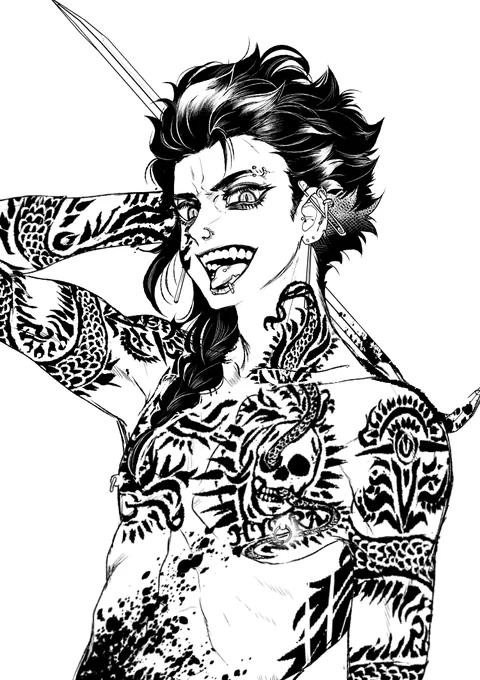 #このタグを見た人は自分の描いたモノクロ絵を貼れ 