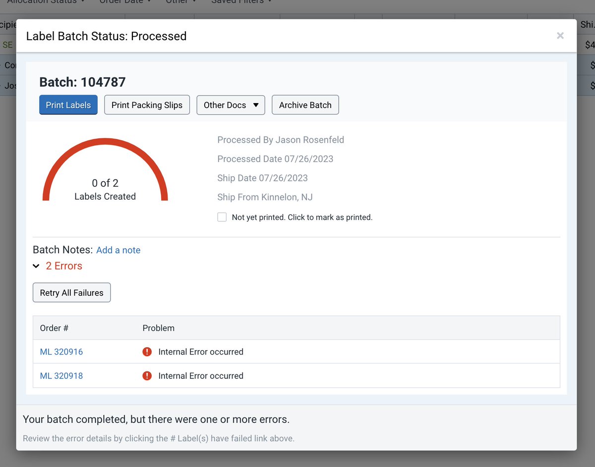 Having trouble printing USPS on @shipstation. Lots of problems lately. :(