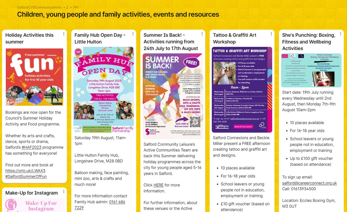 Are you already running out of ideas of how to entertain the children this summer holidays? Have a look at our Children, young people and families activities, events and resources noticeboard for some inspiration! 

lght.ly/1e7ec4a