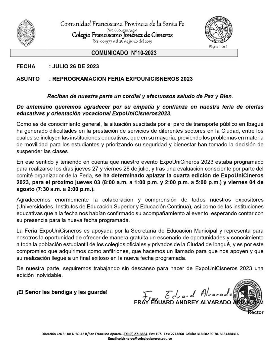 col_cisneros's tweet photo. 🚨✅ COMUNICADO OFICIAL: ExpoUniCisneros 2023 https://t.co/kLtIcfiZFM