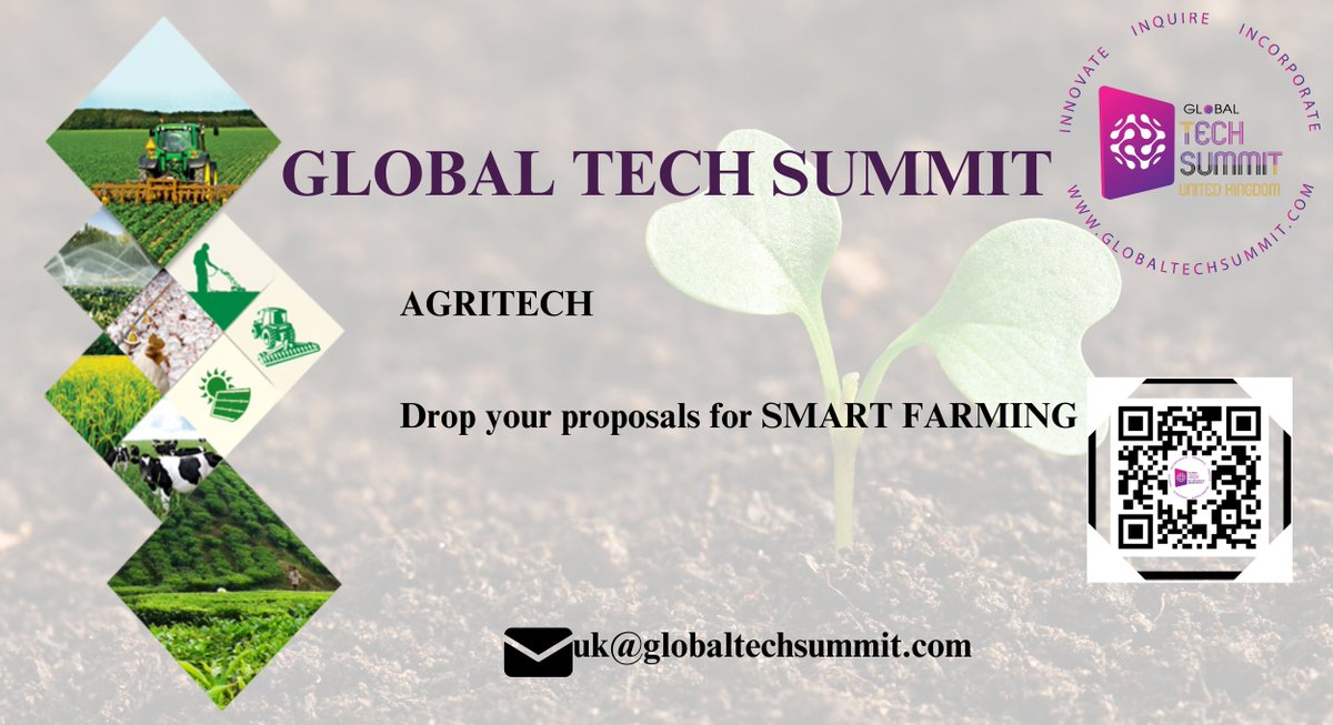 GlobalTechSmmit's tweet photo. 🚀Ready for the future of farming?🌾
🌾Don't miss the #AgritechTalk at #GlobalTechSummitUK, where top experts will discuss how technology is empowering farmers, promoting sustainability &amp; ensuring food security
🌾Submit abstract at https://t.co/dF97YE6lai https://t.co/5GURLpKoIO