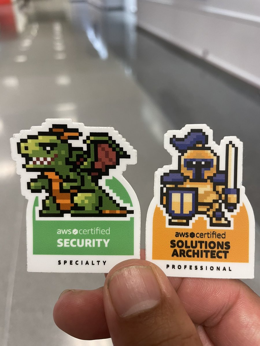cloudn00b's tweet photo. Cool certification stickers at the Certification sticker bar at #awsnysummit #aws https://t.co/ZN9dnU4MYU