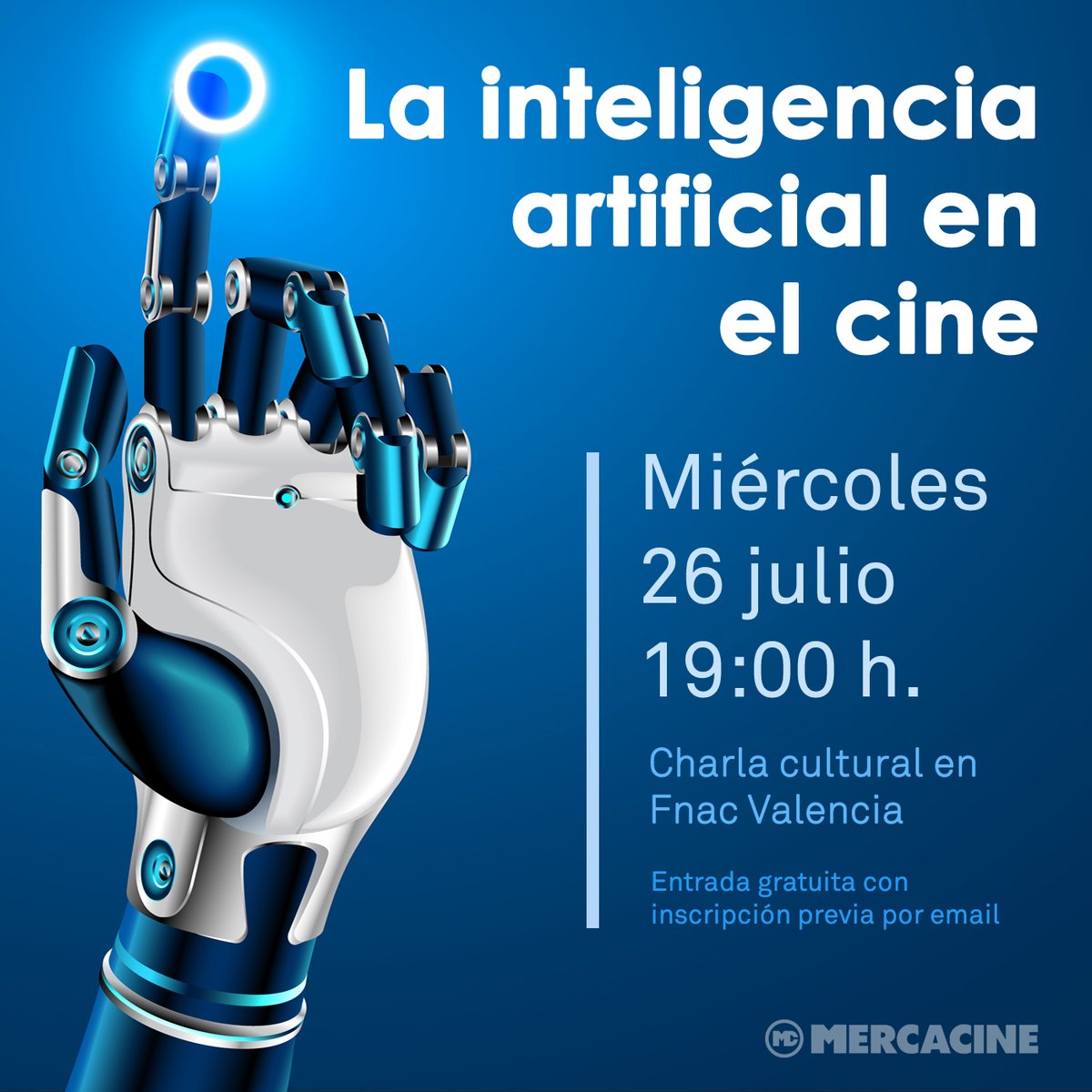 Hoy miércoles 26 de julio debatiremos en el fórum cultural de Fnac Valencia sobre uno de los temas más candentes de la actualidad y sobre su repercusión en el sector audiovisual 🎬🤖 Entrada gratuita.
#cine #inteligenciaartificial #ia