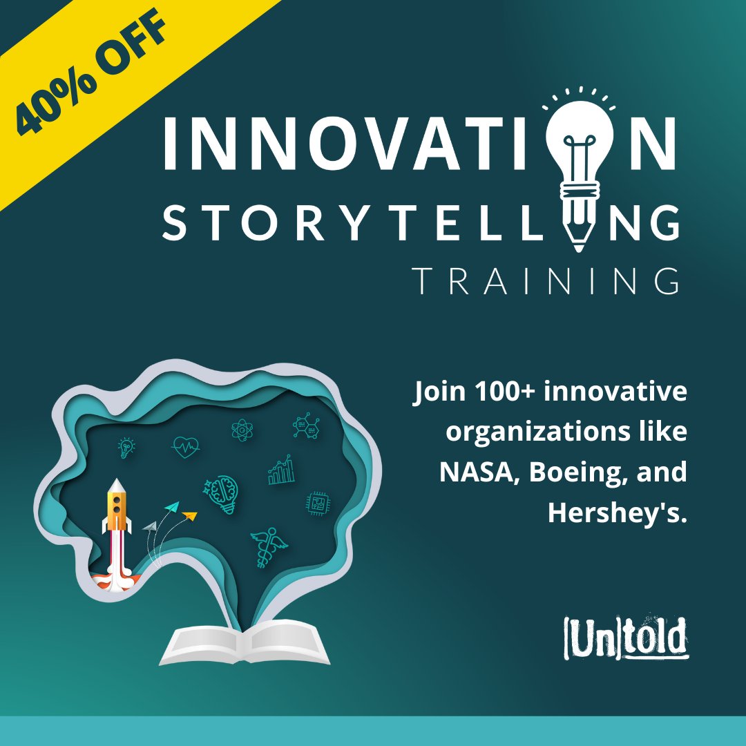 untoldcontent's tweet image. The next big idea can come from any employee–and the most innovative companies make sure those great ideas are not left untold. Empower innovators at your company this summer with 40% off our flagship Innovation Storytelling Training. 
hubs.la/Q01Yk_cK0