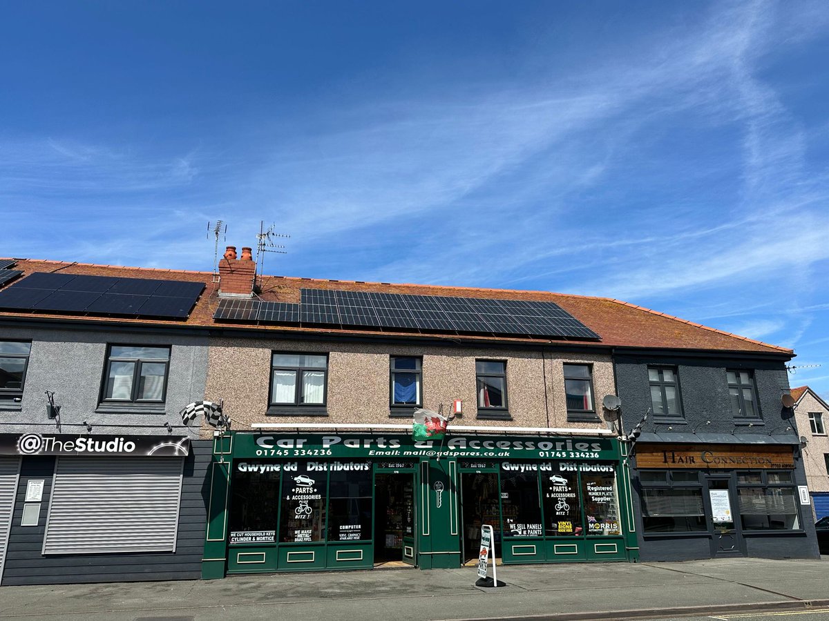 A local Motor Spares & Accessories shop reduced their carbon footprint & energy costs by installing 18 Trina solar panels (6.8kW) to their shop in Rhyl. tinyurl.com/23o5c3bg #CarbonFootprintReduction #CleanEnergy #Commercial #EcoFriendly #EnergySavings #EnvironmentalResp...