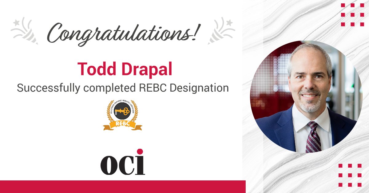 Congratulations to Todd Drapal! Todd has received the Registered Employee Benefit Consultant® (REBC®) designation from NABIP!