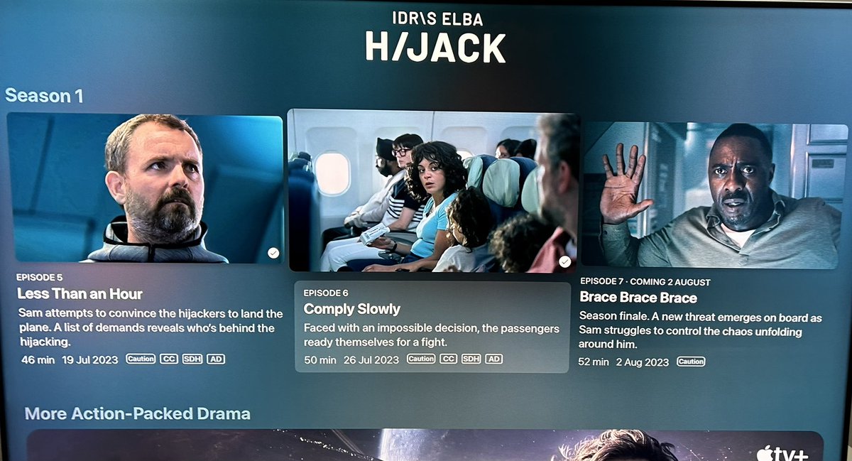 What the actual…?! These cliffhangers! This whole series 🔥🔥🔥 1 more week till the series finale @archiepanjabi @idriselba and team 👏🏽👏🏽👏🏽 #Hijack @AppleTV