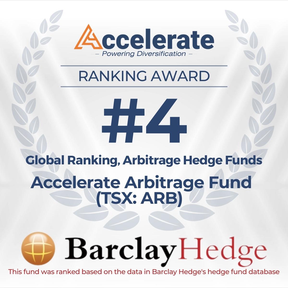 AccelerateFT's tweet photo. Accelerate Arbitrage Fund (TSX:ARB) has moved up to the #4 Globally Ranked Arbitrage Hedge Fund, as selected by BarclayHedge! Congratulations to the Accelerate portfolio management on their excellent work. #PoweringDiversification #CashPlus
Learn more: https://t.co/fkS0PuscjW https://t.co/1rn6NpldTd
