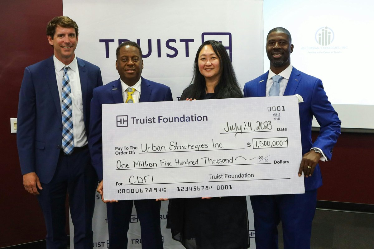 A $1.5 million grant from #TruistFoundation will be provided to Urban Strategies Inc., in an effort to fund the further development of financial resources supporting BIPOC business owners in undercapitalized areas. Learn more: bit.ly/3QdePjr