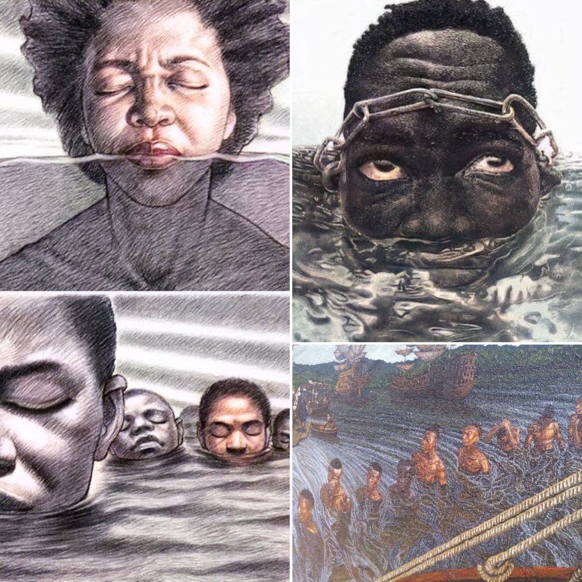 In memory of those who chose the sea.. —The 'Igbo Landing' story — In an act of mass resistance against slavery, a group of slaves revolted, took control of the slave ship grounded it on an island & rather than submit to slavery, proceeded to march into water & drown. THREAD!