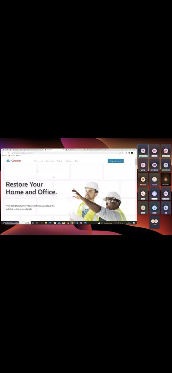 Codevixens's tweet photo. A short recap of yesterday’s demo session.🌟👇🏾

Team 1 successfully developed a construction company's website, named "Blu Optimaz." https://t.co/xpBIAYqZmp