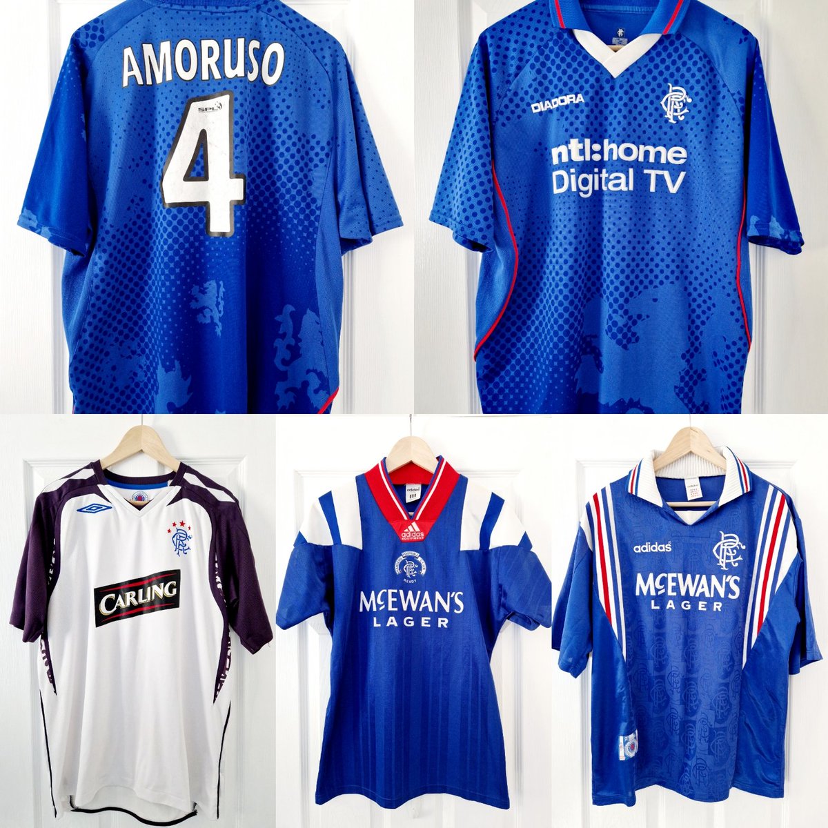Few bits still available 🔴⚪🔵

02/03 Home Amoruso - Large £50
07/08 Away - Large £45
92/94 Home - Small (fits medium) £105
96/97 Home - Large £115

All excellent condition 👌
Prices include post ✉️
Retweets Appreciated 👌

#RangersFC