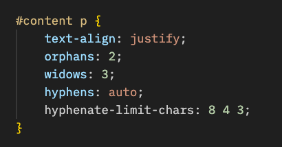Blink (Chromium, Chrome, Brave, Edge...) now implements the hyphenate-limit-chars property. This is great news for typographic composition in #cssprint ! Seven years I've been waiting for this feature 🎉, beautiful day in web practices