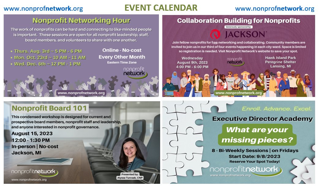 Upcoming events not to miss!
nonprofnetwork.org/event-list
#workshops #networking #nonprofits #LeadershipMatters