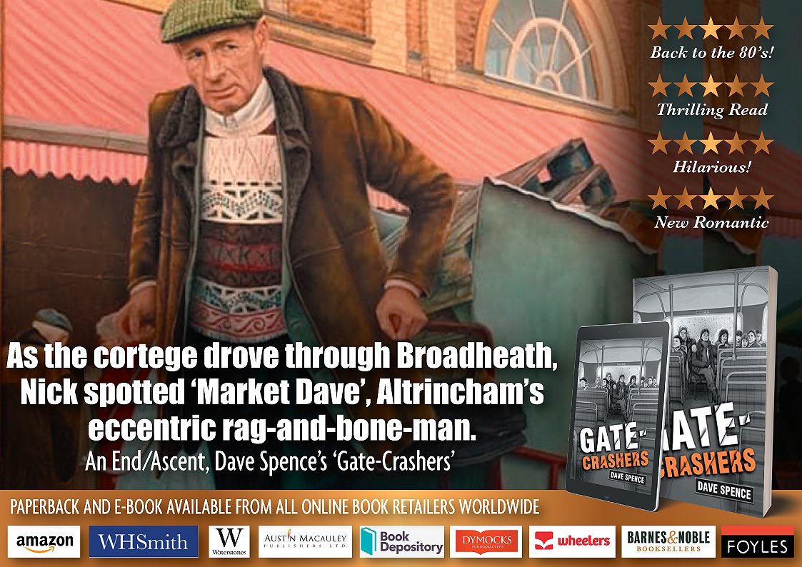 DaveSpence's tweet photo. Who remembers local legend ‘Market Dave’ with his hand pulled rag-and-bone cart? He gets a respectful nod in ‘Gate-Crashers’ #altrincham #altrinchammarket #backinthe80s #altrinchammatters https://t.co/lUxXgKY144