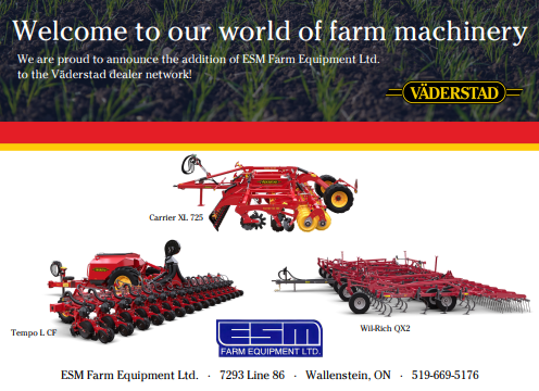 New to ESM's line-up is Vaderstad &amp; Wil-Rich, a full line is available including high speed discs, planters, seeders, cultivators and more. #vaderstad #wilrich #highspeeddisc #disc #cultivator #seeding #planting #tillage