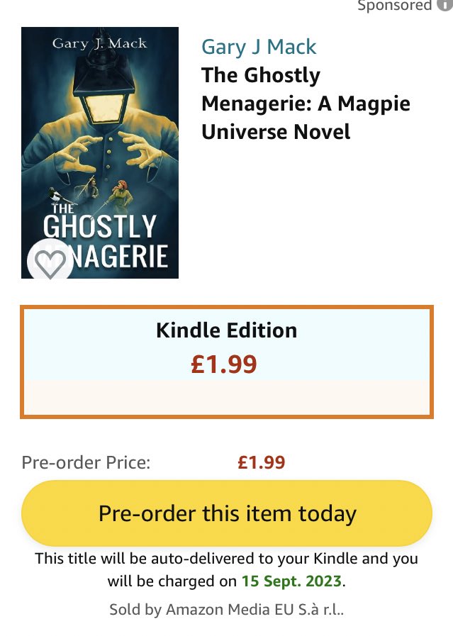 So folks. The Ghostly Menagerie, my third book is now up for pre order. It will be released on the 15th September. A little later than expected. Stuff just got in the way.