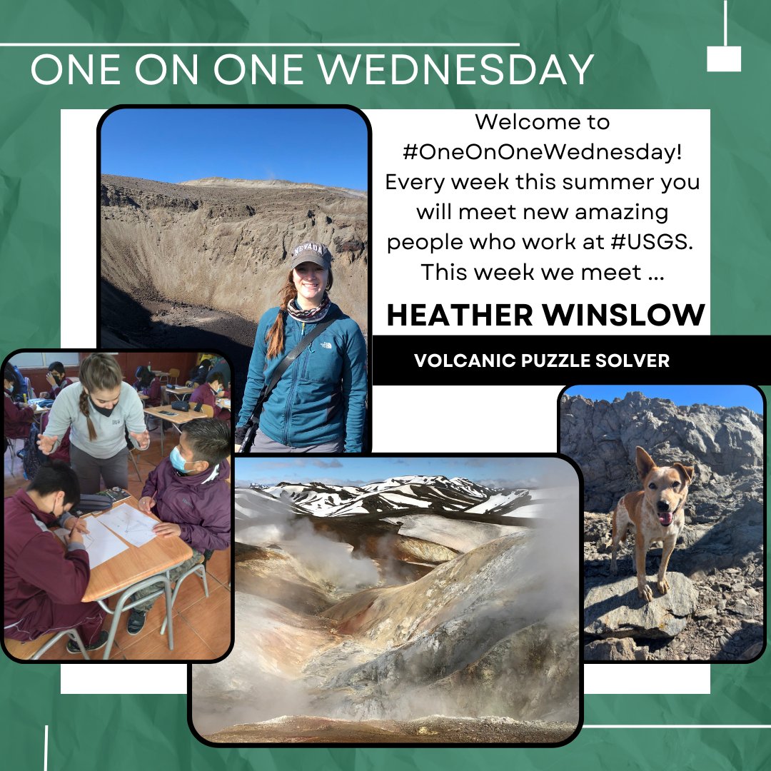It’s #OneOnOneWednesday, meet Heather Winslow! She is a recent PhD graduate and NSF-Intern at #CVO. Heather studies magma reservoir constraints and mid-upper crustal processes in volcanic systems. Her dog Cowboy loves to explore the outdoors with her (and play fetch!). #USGS